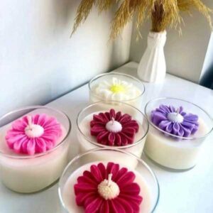 Color Daisy Candle In Open Jar